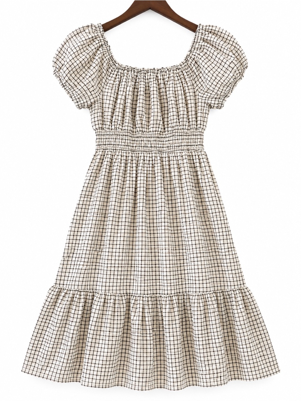 Angels Forever Young Plaid puff sleeve Tiered Dress XL